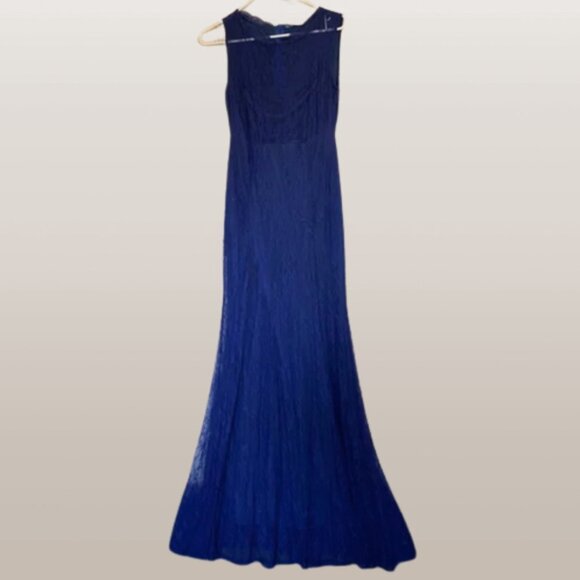 Mabeler Dresses & Skirts - NEW! Long Blue Lace Floor Length Maxi Sleeveless Homecoming Dress Prom Gown